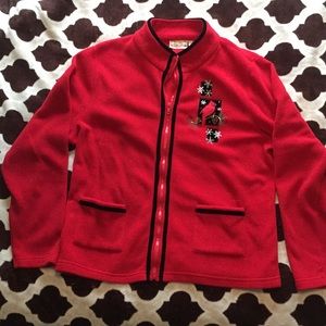 XL red/black fleece Cardinal detail zip-up jacket